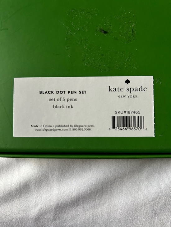 kate spade Black & White Polka Dot Retractable Black Ink Pen Set Of 5 - Picture 5 of 6